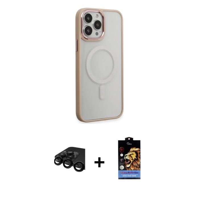 ieg™ iPhone 15 Pro Kılıf Yankı Işık Özel Seri - Siyah Buffer Hayalet Cam Ekran Koruyucu + Siyah Raze Metal Kamera Lens