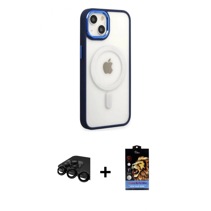 ieg™ iPhone 15 Pro Kılıf Yankı Işık Özel Seri - Siyah Buffer Hayalet Cam Ekran Koruyucu + Siyah Raze Metal Kamera Lens