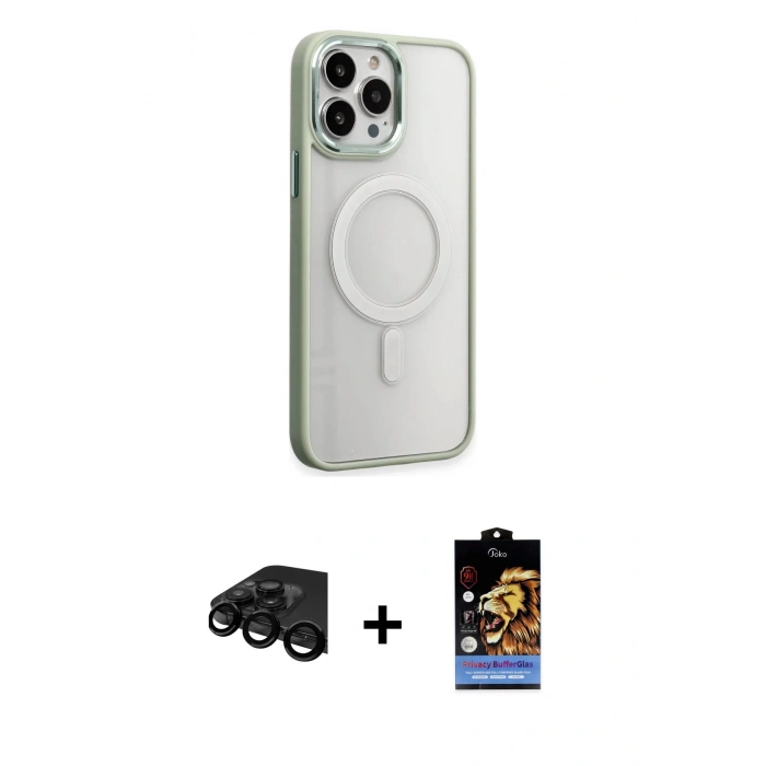 ieg™ iPhone 15 Pro Kılıf Yankı Işık Özel Seri - Siyah Buffer Hayalet Cam Ekran Koruyucu + Siyah Raze Metal Kamera Lens