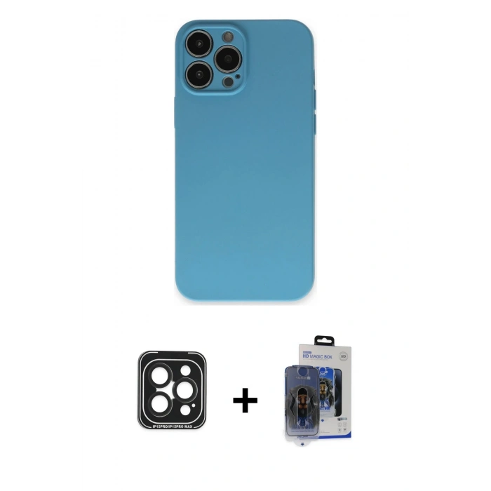 ieg™ iPhone 15 Pro Max Kılıf Ahenk Serisi - Siyah Vanessa Magic Cam + Siyah PVD Metal Kamera Lens