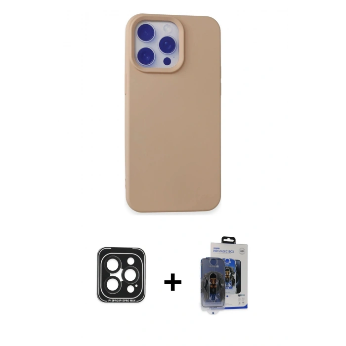 ieg™ iPhone 15 Pro Max Kılıf Ahenk Serisi - Siyah Vanessa Magic Cam + Siyah PVD Metal Kamera Lens