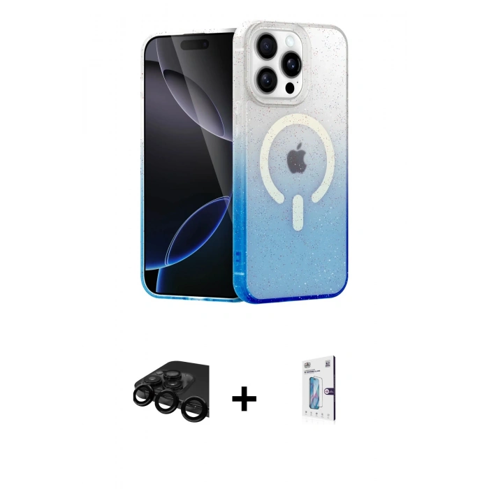 ieg™ iPhone 15 Pro Max Kılıf Eksen Minimal Özel Seri - Siyah Bilvis 0.18mm Plus Cam Ekran Koruyucu + Siyah Raze Metal Kamera Lens