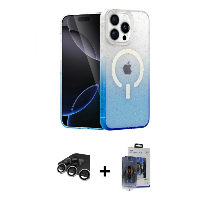 ieg™ iPhone 15 Pro Max Kılıf Eksen Minimal Özel Seri - Siyah Vanessa Magic Cam + Gümüş Raze Metal Kamera Lens