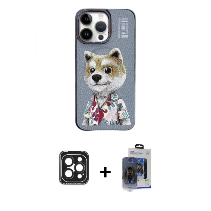 ieg™ iPhone 15 Pro Max Kılıf Siluet Modern Özel Seri - Siyah Vanessa Magic Cam + Siyah PVD Metal Kamera Lens