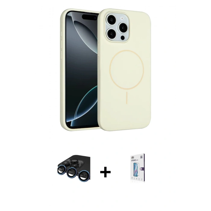 ieg™ iPhone 15 Pro Max Kılıf Yankı Form Serisi - Siyah Bilvis 0.18mm Plus Cam Ekran Koruyucu + Lacivert Raze Metal Kamera Lens