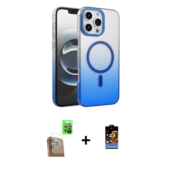 ieg™ iPhone 16 Pro Kılıf Ahenk Doku Özel Seri - Siyah Buffer Hayalet Cam Ekran Koruyucu + Çöl Titanyum Raze Metal Kamera Lens