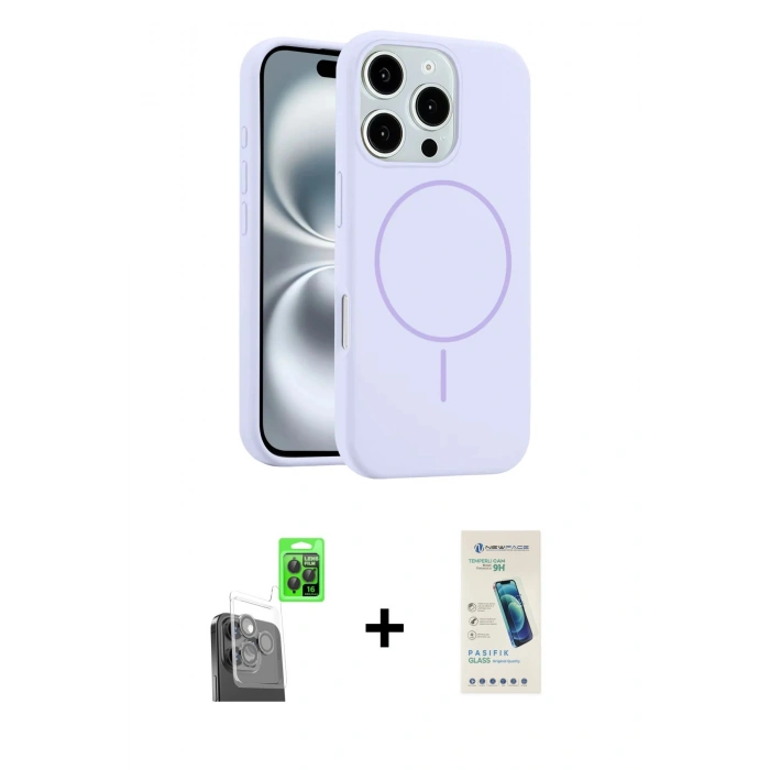MARSİLYAN™- iPhone 16 Pro Kılıf Yankı Form Serisi - Şeffaf Pasifik Cam Ekran Koruyucu + Raze Metal Kamera Lens - SH