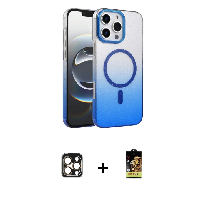 ieg™ iPhone 16 Pro Max Kılıf Ahenk Doku Özel Seri - Siyah Buffer Cam Ekran Koruyucu + Gold PVD Metal Kamera Lens