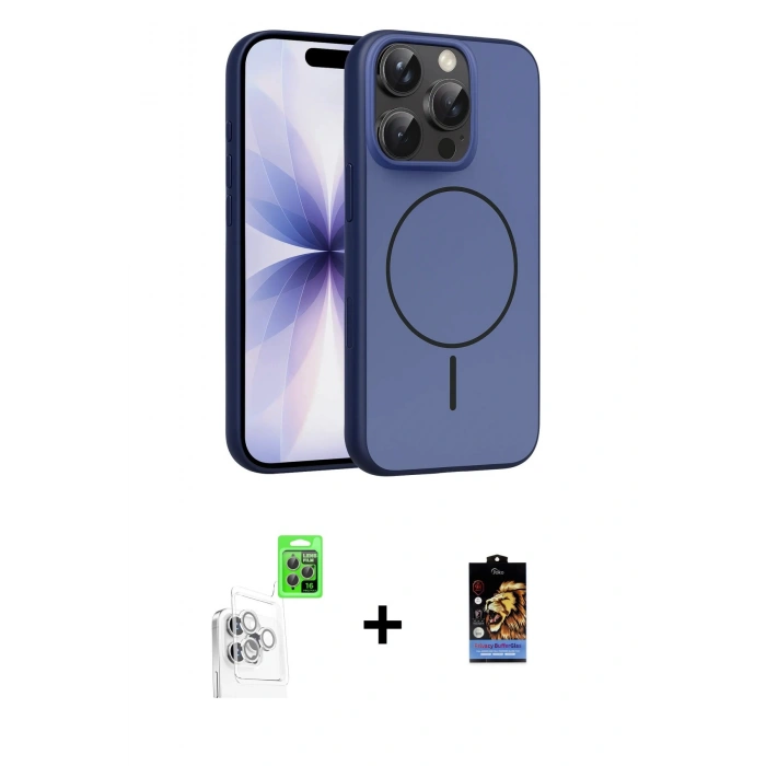 ieg™ iPhone 16 Pro Max Kılıf Atlas Asil Prime - Siyah Buffer Hayalet Cam Ekran Koruyucu + Beyaz Raze Metal Kamera Lens