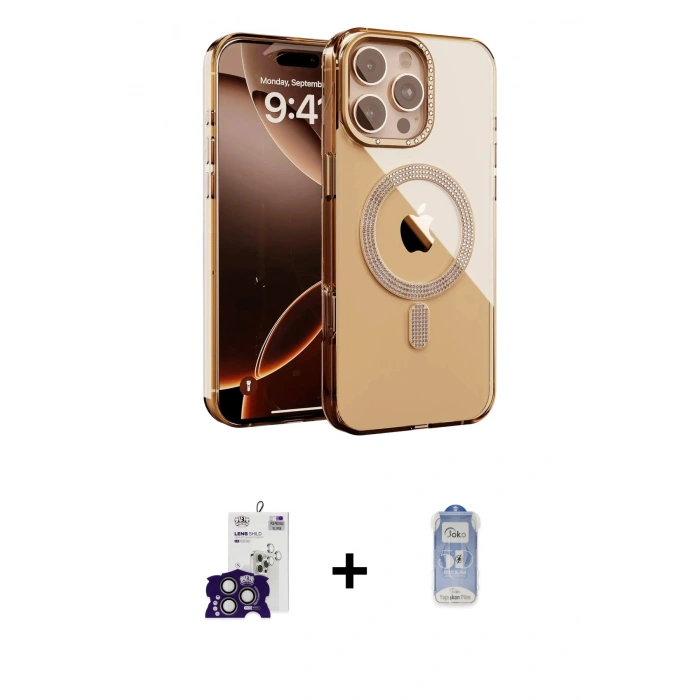ieg™ iPhone 16 Pro Max Kılıf Atlas Doku Özel Seri - Siyah Joko Magic 5D Cam + Titanyum Gri Bilvis Titan Kamera Lens