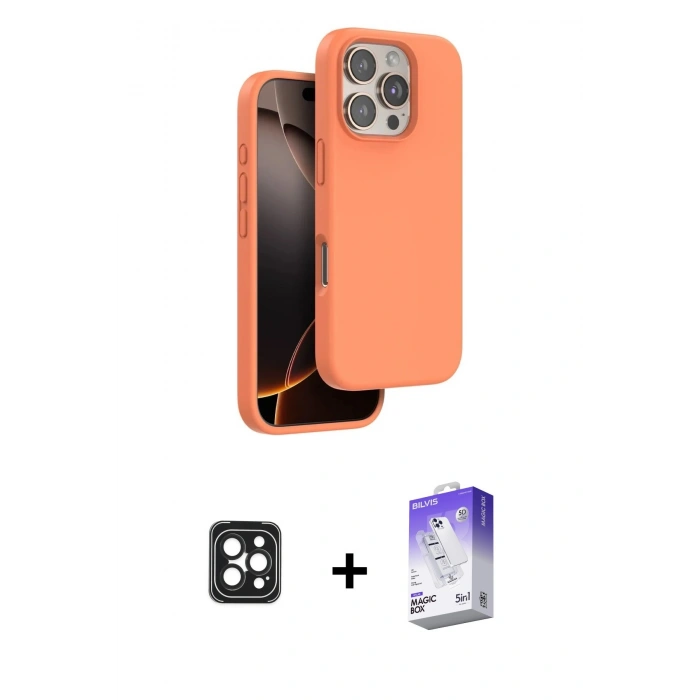 ieg™ iPhone 16 Pro Max Kılıf Kıvılcım Çizgi Serisi - Siyah Bilvis 5in1 3D Magic Cam Ekran Koruyucu + Siyah PVD Metal Kamera Lens