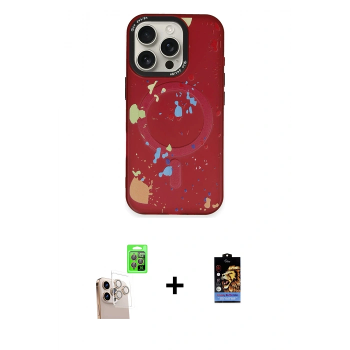 ieg™ iPhone 16 Pro Max Kılıf Kozmos Doku - Siyah Buffer Hayalet Cam Ekran Koruyucu + Natural Grey Raze Metal Kamera Lens