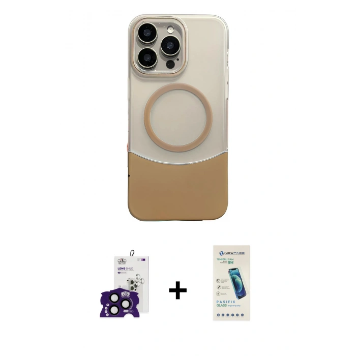 ieg™ iPhone 16 Pro Max Kılıf Kozmos Form Özel Seri - Şeffaf Pasifik Cam Ekran Koruyucu + Siyah Bilvis Titan Kamera Lens