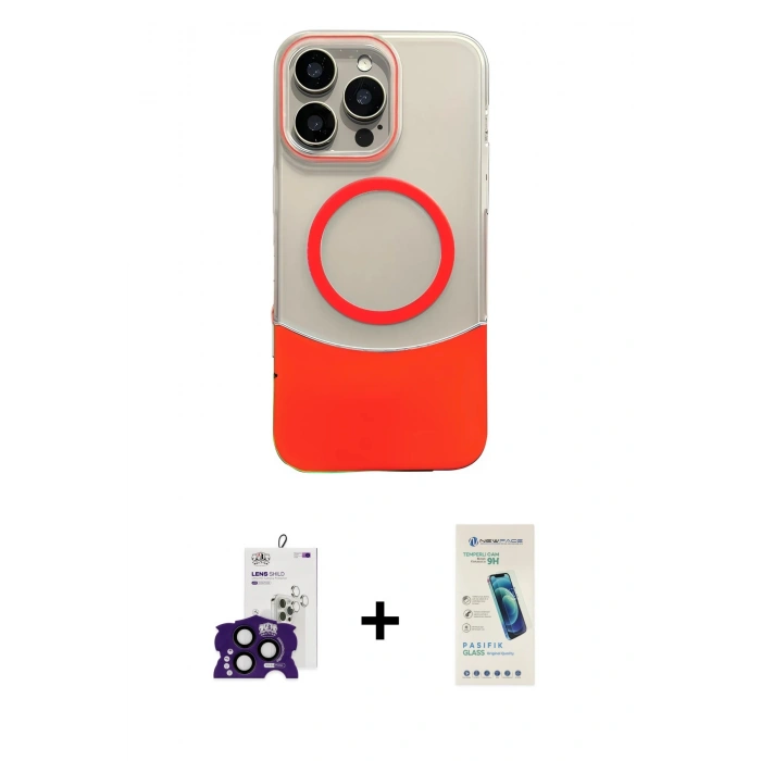 ieg™ iPhone 16 Pro Max Kılıf Kozmos Form Özel Seri - Şeffaf Pasifik Cam Ekran Koruyucu + Siyah Bilvis Titan Kamera Lens