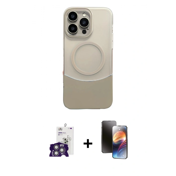 ieg™ iPhone 16 Pro Max Kılıf Kozmos Form Özel Seri - Siyah 3D Antistatik Mat Seramik Nano Ekran Koruyucu + Gümüş Bilvis Titan Kamera Lens