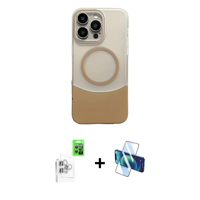 ieg™ iPhone 16 Pro Max Kılıf Kozmos Form Özel Seri - Siyah 3D Antistatik Seramik Nano Ekran Koruyucu + Beyaz Raze Metal Kamera Lens