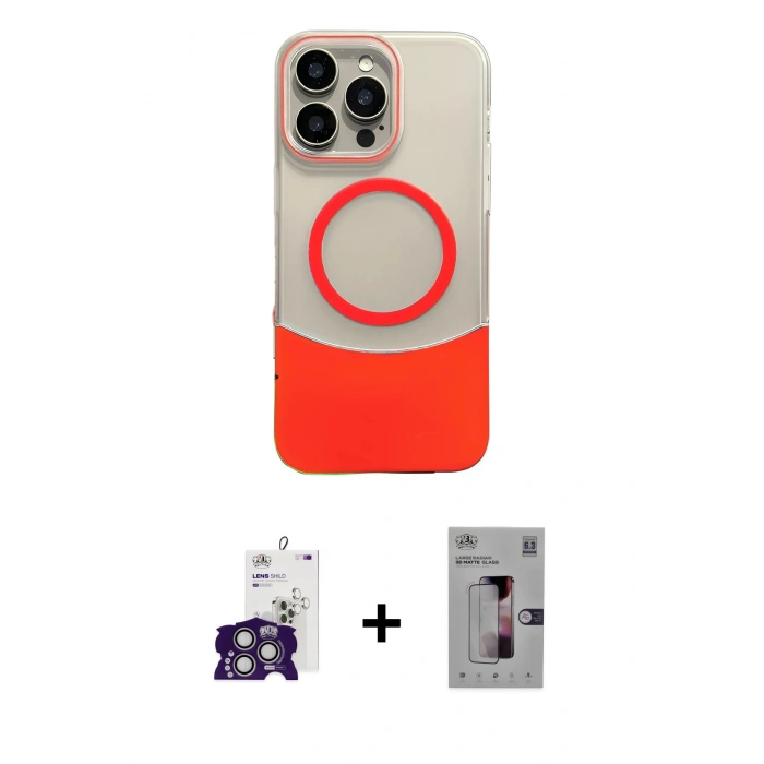 ieg™ iPhone 16 Pro Max Kılıf Kozmos Form Özel Seri - Siyah Bilvis 3D Mat Cam Ekran Koruyucu + Gümüş Bilvis Titan Kamera Lens