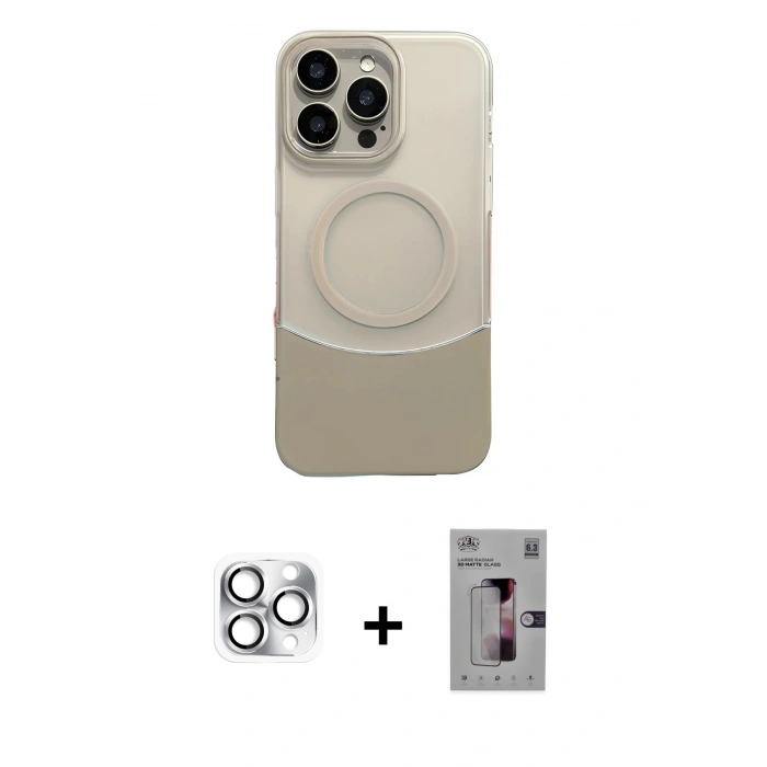 ieg™ iPhone 16 Pro Max Kılıf Kozmos Form Özel Seri - Siyah Bilvis 3D Mat Cam Ekran Koruyucu + Gümüş Pers Alüminyum Kamera Lens