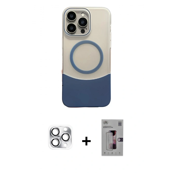 ieg™ iPhone 16 Pro Max Kılıf Kozmos Form Özel Seri - Siyah Bilvis 3D Mat Cam Ekran Koruyucu + Gümüş Pers Alüminyum Kamera Lens