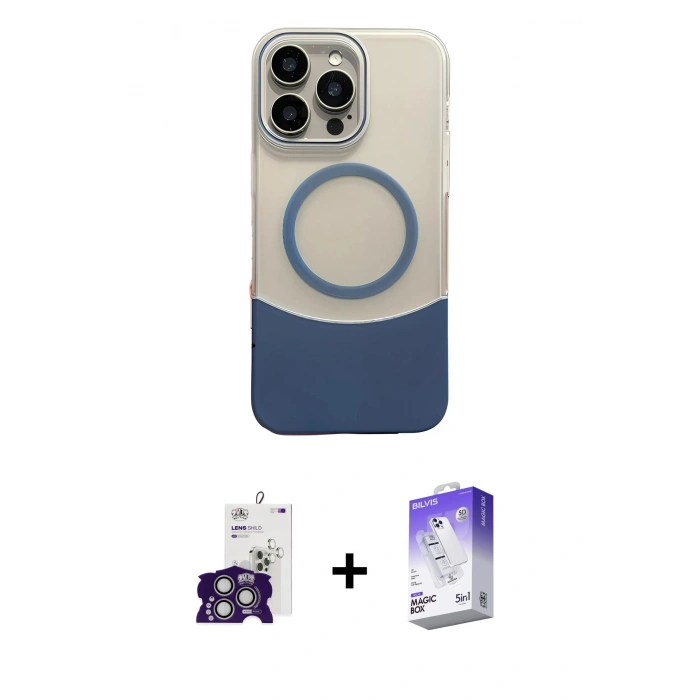 ieg™ iPhone 16 Pro Max Kılıf Kozmos Form Özel Seri - Siyah Bilvis 5in1 3D Magic Cam Ekran Koruyucu + Gümüş Bilvis Titan Kamera Lens