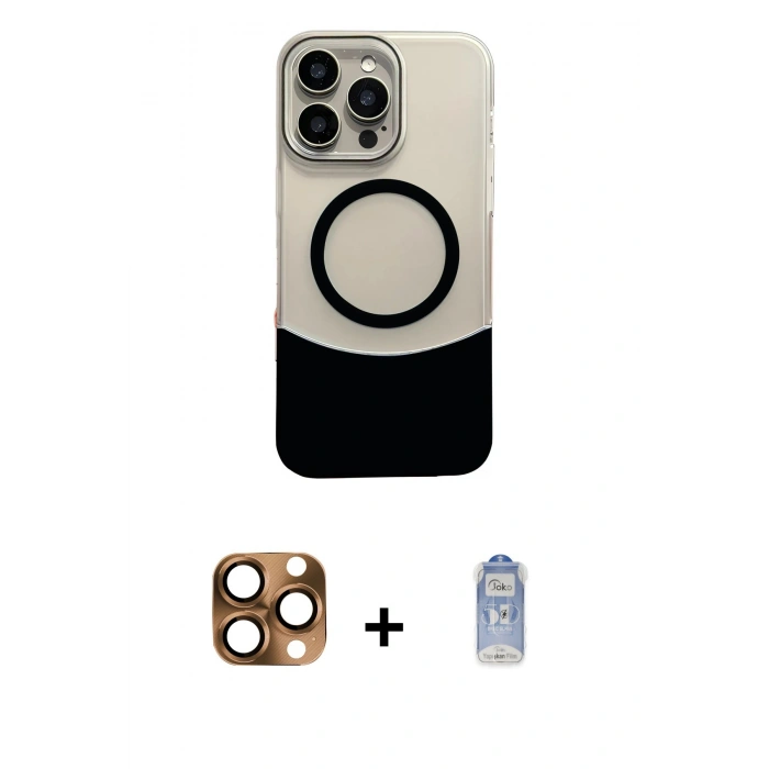 ieg™ iPhone 16 Pro Max Kılıf Kozmos Form Özel Seri - Siyah Joko Magic 5D Cam + Çöl Titanyum Pers Alüminyum Kamera Lens