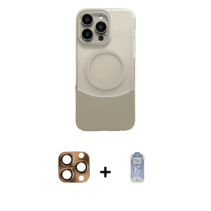 ieg™ iPhone 16 Pro Max Kılıf Kozmos Form Özel Seri - Siyah Joko Magic 5D Cam + Çöl Titanyum Pers Alüminyum Kamera Lens