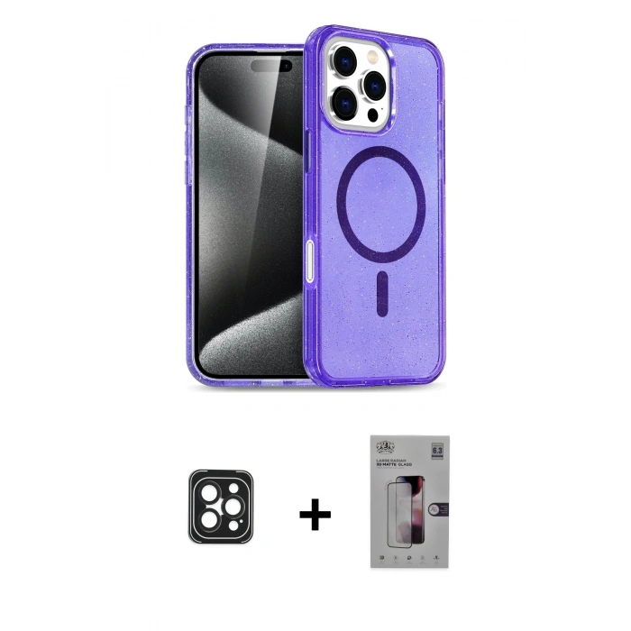 ieg™ iPhone 16 Pro Max Kılıf Nova Asil Prime - Siyah Bilvis 3D Mat Cam Ekran Koruyucu + Siyah PVD Metal Kamera Lens