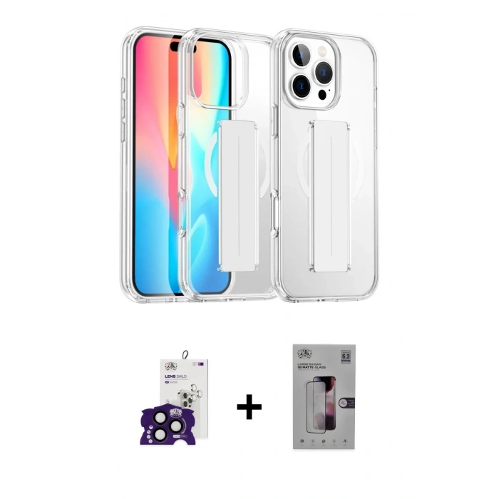 ieg™ iPhone 16 Pro Max Kılıf Nova Işık Koleksiyonu - Siyah Bilvis 3D Mat Cam Ekran Koruyucu + Siyah Bilvis Titan Kamera Lens