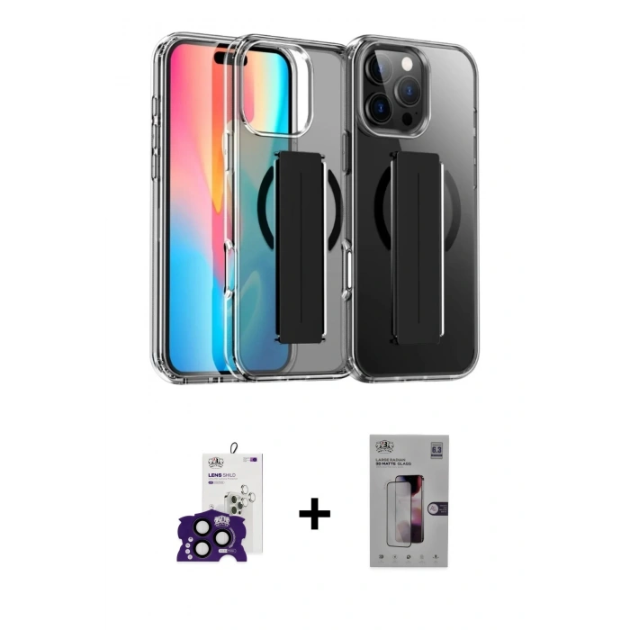 ieg™ iPhone 16 Pro Max Kılıf Nova Işık Koleksiyonu - Siyah Bilvis 3D Mat Cam Ekran Koruyucu + Siyah Bilvis Titan Kamera Lens