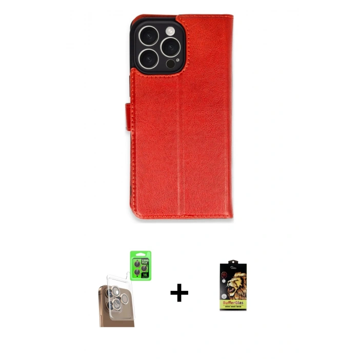 ieg™ iPhone 16 Pro Max Kılıf Siluet Işık Serisi - Siyah Buffer Cam Ekran Koruyucu + Çöl Titanyum Raze Metal Kamera Lens
