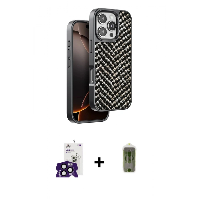 ieg™ iPhone 16 Pro Max Kılıf Vadi Özel Seri - Siyah Joko Magic 5D Hayalet Cam + Siyah Bilvis Titan Kamera Lens