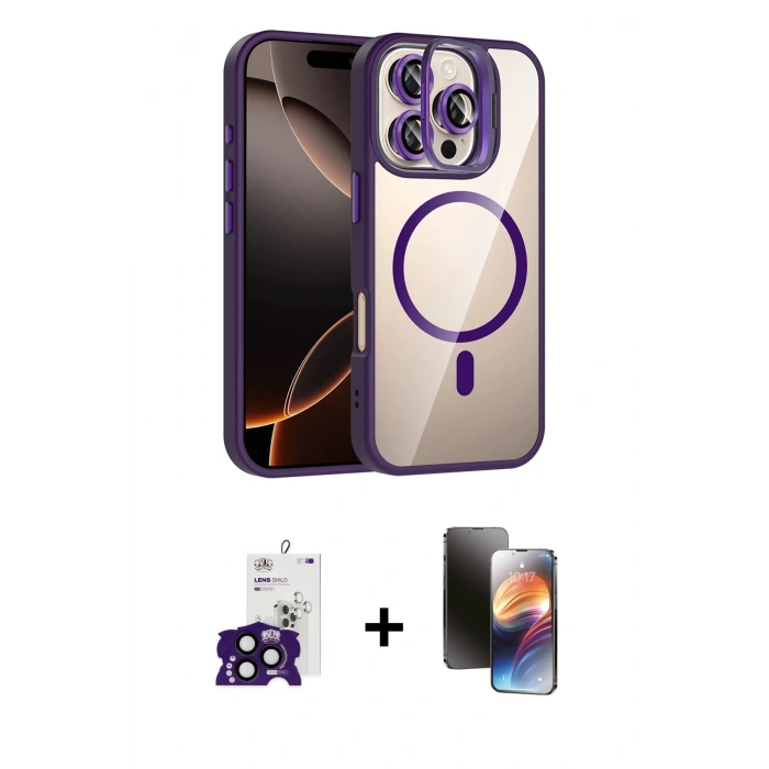 ieg™ iPhone 16 Pro Max Kılıf Yadigar Asil Koleksiyonu - Siyah 3D Antistatik Mat Seramik Nano Ekran Koruyucu + Siyah Bilvis Titan Kamera Lens