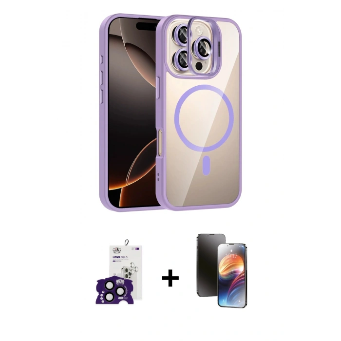 ieg™ iPhone 16 Pro Max Kılıf Yadigar Asil Koleksiyonu - Siyah 3D Antistatik Mat Seramik Nano Ekran Koruyucu + Siyah Bilvis Titan Kamera Lens