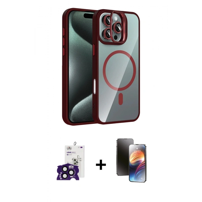 ieg™ iPhone 16 Pro Max Kılıf Yadigar Asil Koleksiyonu - Siyah 3D Antistatik Mat Seramik Nano Ekran Koruyucu + Siyah Bilvis Titan Kamera Lens