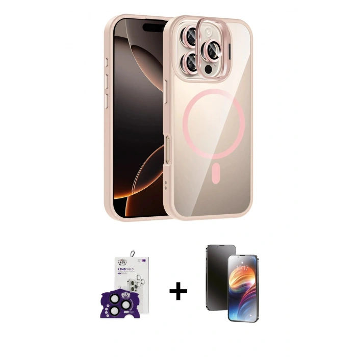 ieg™ iPhone 16 Pro Max Kılıf Yadigar Asil Koleksiyonu - Siyah 3D Antistatik Mat Seramik Nano Ekran Koruyucu + Siyah Bilvis Titan Kamera Lens