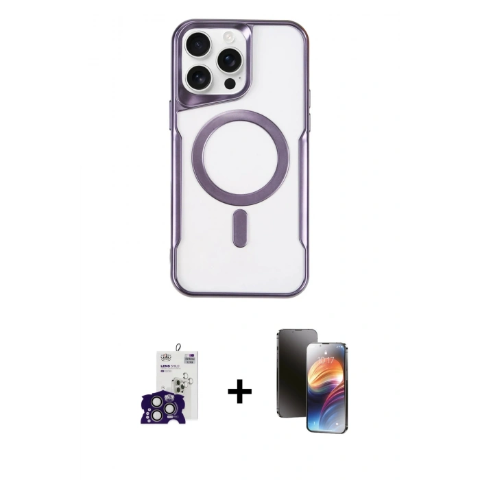 ieg™ iPhone 16 Pro Max Kılıf Yadigar Klasik Özel Seri - Siyah 3D Antistatik Mat Seramik Nano Ekran Koruyucu + Titanyum Gri Bilvis Titan Kamera Lens