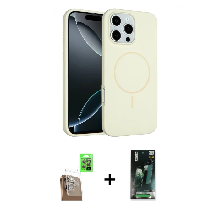 ieg™ iPhone 16 Pro Max Kılıf Yankı Form Serisi - Siyah 360 Mat Full Body Arka Koruyucu + Çöl Titanyum Raze Metal Kamera Lens