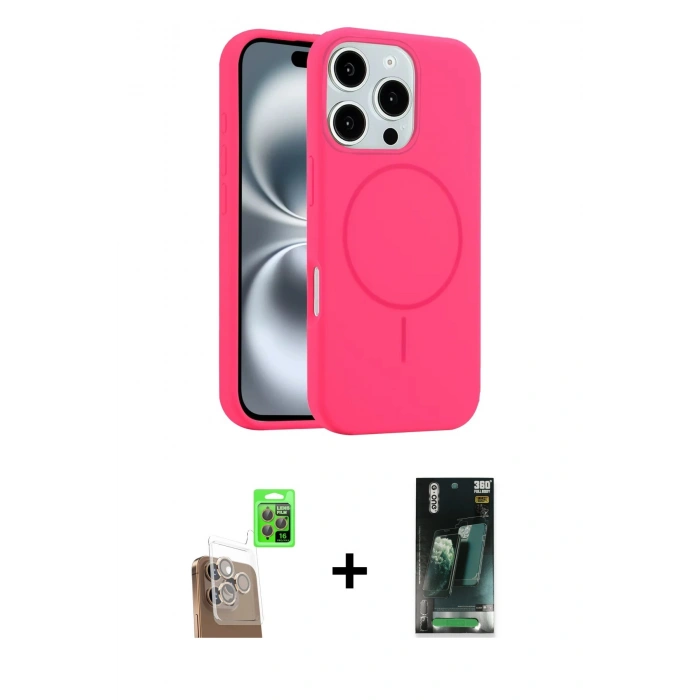 MARSİLYAN™- iPhone 16 Pro Max Kılıf Yankı Form Serisi - Siyah 360 Mat Full Body Arka Koruyucu + Raze Metal Kamera Lens - CLTM