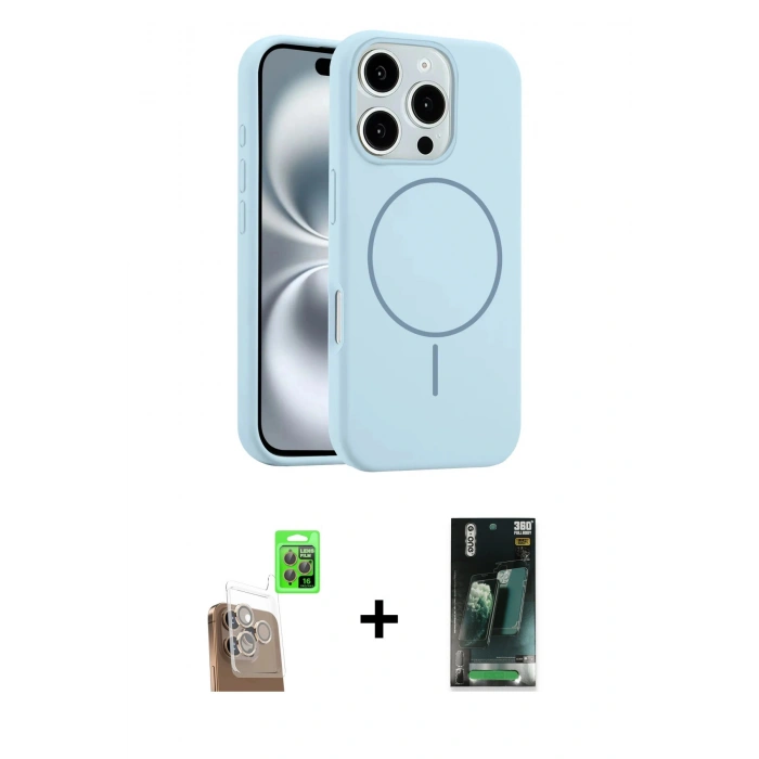 ieg™ iPhone 16 Pro Max Kılıf Yankı Form Serisi - Siyah 360 Mat Full Body Arka Koruyucu + Çöl Titanyum Raze Metal Kamera Lens