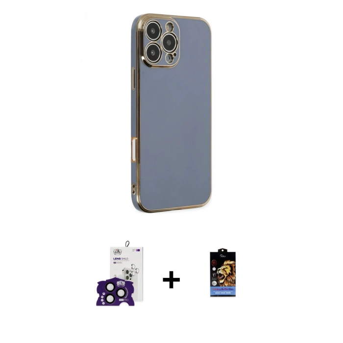 ieg™ iPhone 16 Pro Max Kılıf Yankı Serisi - Siyah Buffer Hayalet Cam Ekran Koruyucu + Siyah Bilvis Titan Kamera Lens