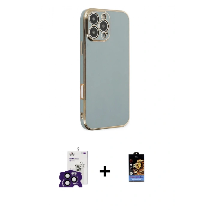 ieg™ iPhone 16 Pro Max Kılıf Yankı Serisi - Siyah Buffer Hayalet Cam Ekran Koruyucu + Siyah Bilvis Titan Kamera Lens