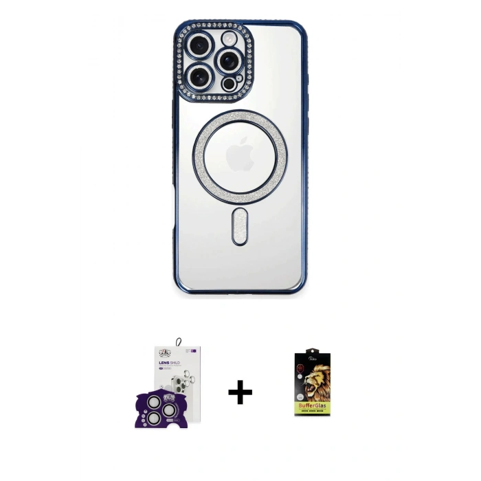 ieg™ iPhone 16 Pro Max Kılıf Zirve Doku Prime - Siyah Buffer Cam Ekran Koruyucu + Gümüş Bilvis Titan Kamera Lens