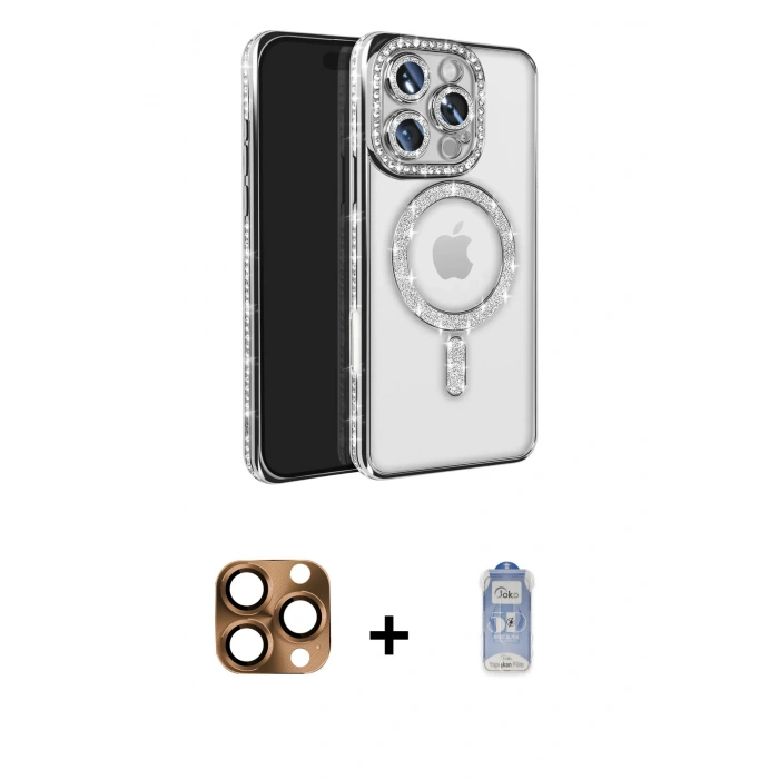 ieg™ iPhone 16 Pro Max Kılıf Zirve Doku Prime - Siyah Joko Magic 5D Cam + Çöl Titanyum Pers Alüminyum Kamera Lens
