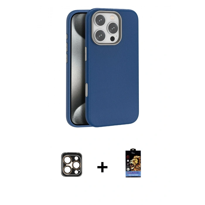 ieg™ iPhone 16 Pro Max Kılıf Zirve Modern Prime - Siyah Buffer Hayalet Cam Ekran Koruyucu + Gold PVD Metal Kamera Lens