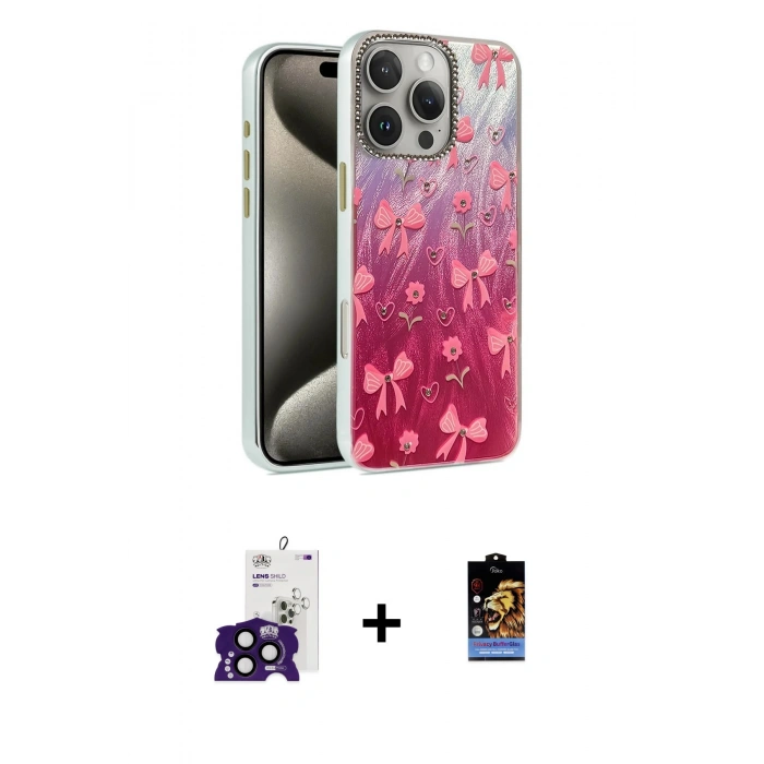 ieg™ iPhone 16 Pro Max Kılıf Zirve Modern Prime - Siyah Buffer Hayalet Cam Ekran Koruyucu + Siyah Bilvis Titan Kamera Lens
