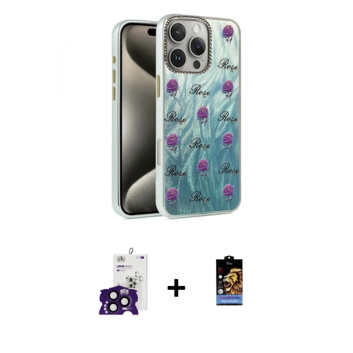 ieg™ iPhone 16 Pro Max Kılıf Zirve Modern Prime - Siyah Buffer Hayalet Cam Ekran Koruyucu + Siyah Bilvis Titan Kamera Lens