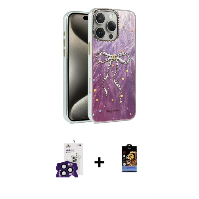 ieg™ iPhone 16 Pro Max Kılıf Zirve Modern Prime - Siyah Buffer Hayalet Cam Ekran Koruyucu + Siyah Bilvis Titan Kamera Lens