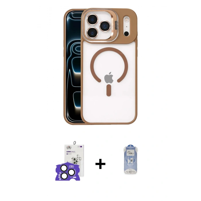 ieg™ iPhone 17 Pro Max Kılıf Yadigar Asil Koleksiyonu - Siyah Joko Magic 5D Cam + Natural Grey Bilvis Titan Kamera Lens
