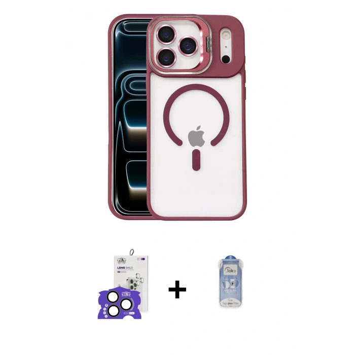 ieg™ iPhone 17 Pro Max Kılıf Yadigar Asil Koleksiyonu - Siyah Joko Magic 5D Cam + Natural Grey Bilvis Titan Kamera Lens