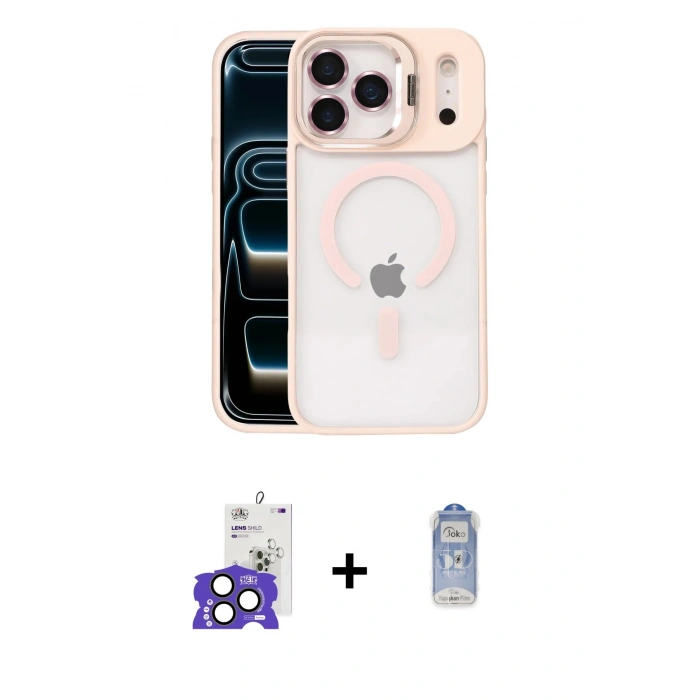 ieg™ iPhone 17 Pro Max Kılıf Yadigar Asil Koleksiyonu - Siyah Joko Magic 5D Cam + Natural Grey Bilvis Titan Kamera Lens